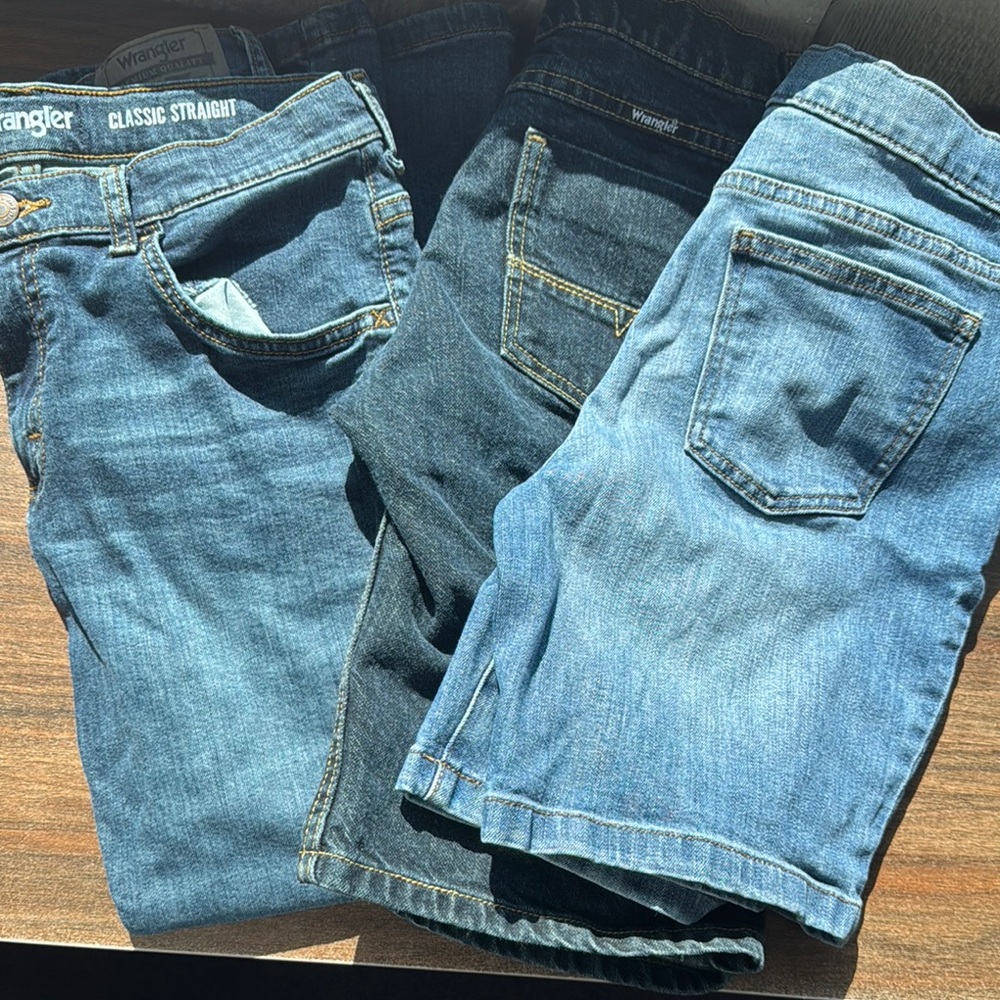 Wrangler Blue Classic Denim & Jeans Boys size 12 Husky bundle 1 pant 2 shorts